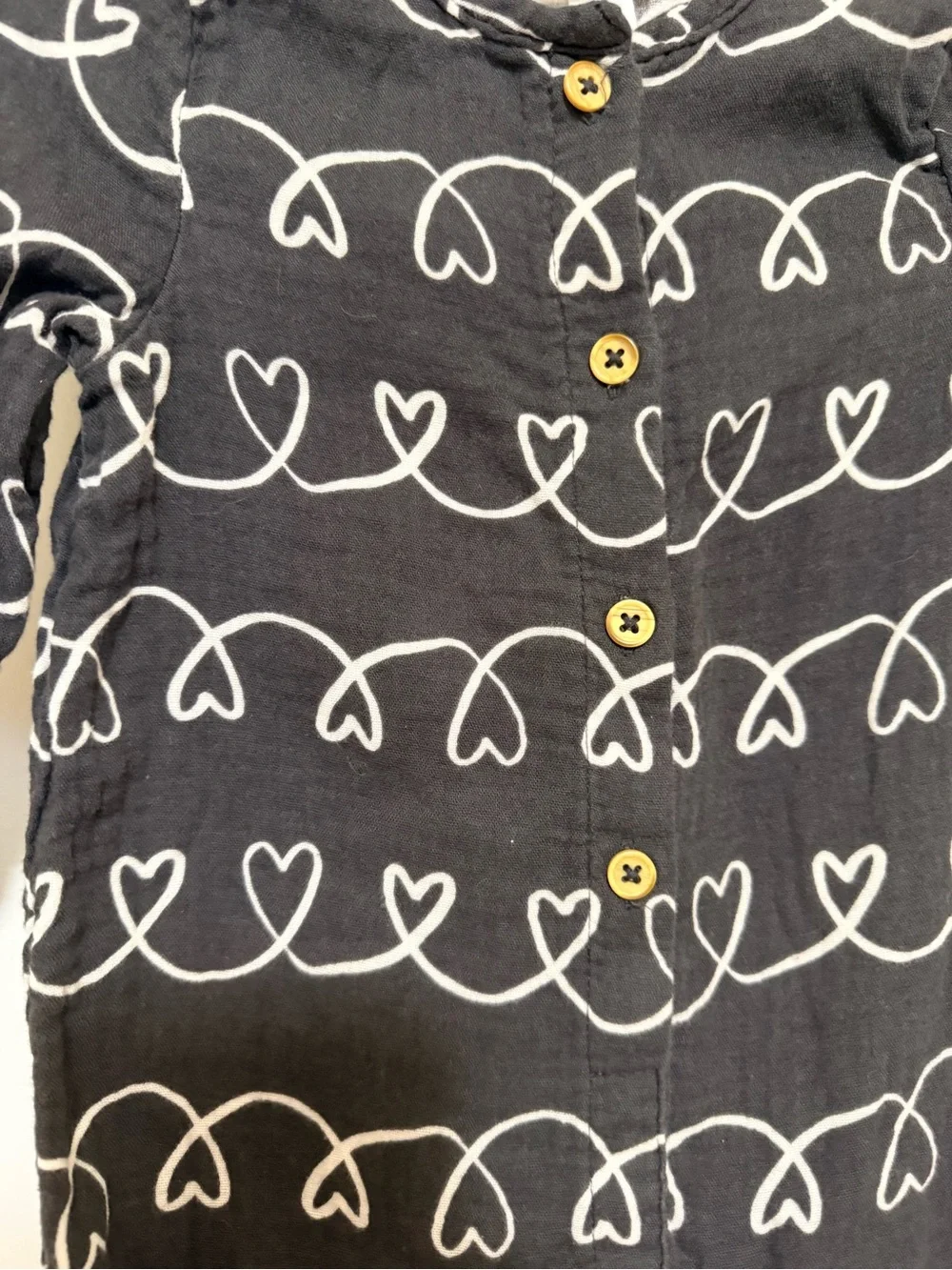 NEW - Cat & Jack Gray/White Heart Button One-Piece Coverall Long Sleeve 6-9m